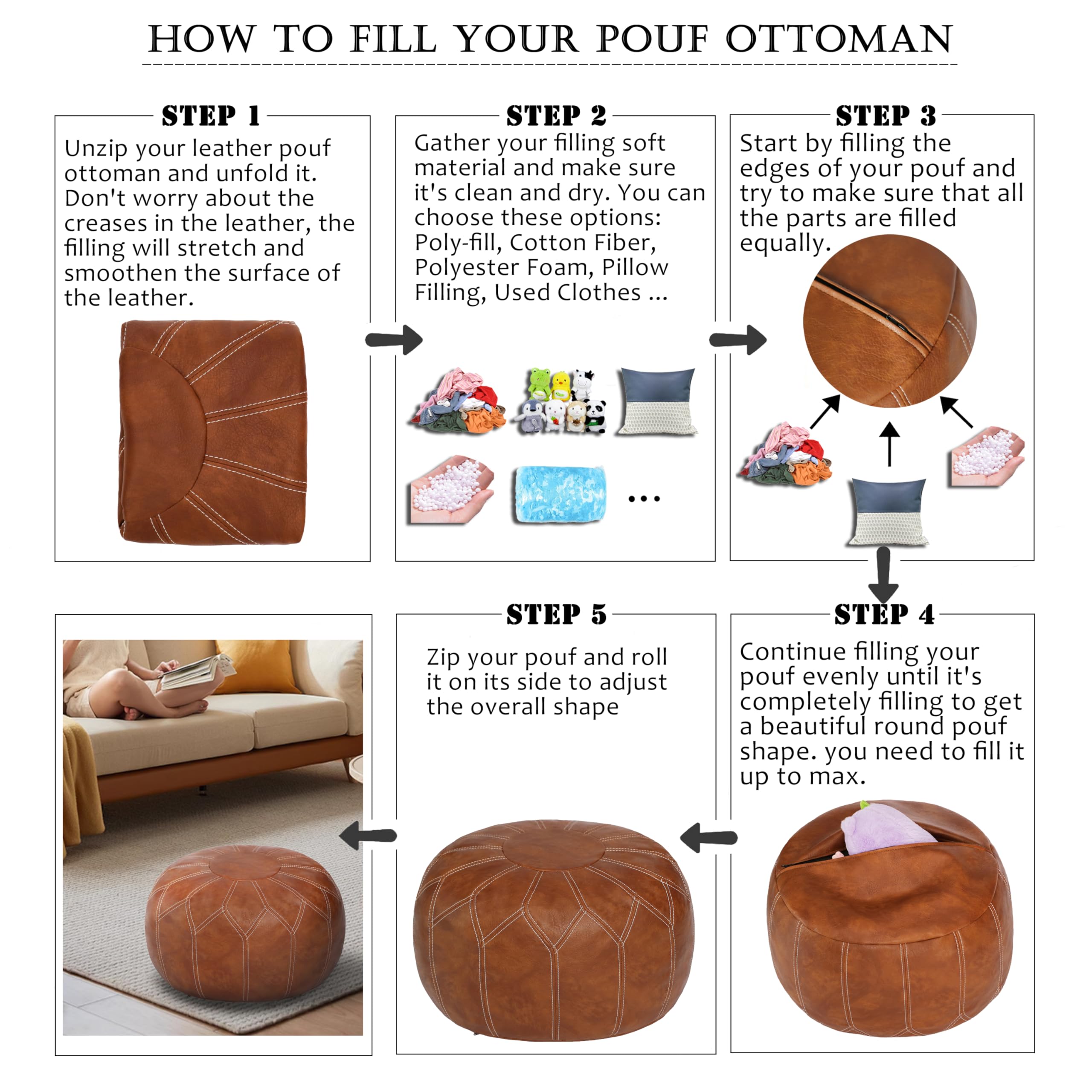 Amazon｜Thgonwid モロッコオットマンフェイクレザープーフカバー